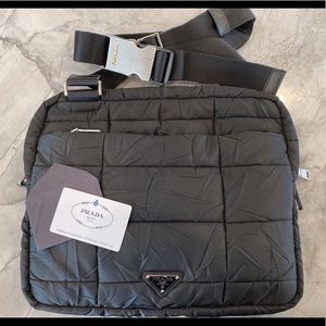 Prada Tessuto  nylon crossbody bag in Nero color.